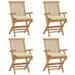 Gecheer Teak Wood Patio Chairs with White Cushions Set of 4 Durable and Weather Resistant