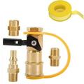 JahyShow Gas Grill Hose Adapter - Connect LPG Natural Gas Propane Butane - Premium Brass Quality