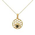 18 in. 14K Yellow Gold Plated Sterling Silver Cubic Zirconia Honeycomb & Bee Pendant with 1.5 mm Cable Chain