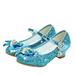 FRCOLOR Children Dance Shoes Kitten Heels Girl Shoes Sequins Uppers Kid Dance Shoes Bowknot Shoes (Blue Size 32)