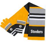 Women's WEAR by Erin Andrews Pittsburgh Steelers Stripe Glove & Scarf Set