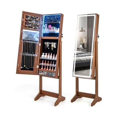 Costway Lockable Jewelry Armoire Standing Cabinet ...