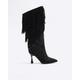 River Island Womens Black Suede Studded High Leg Boots