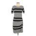 Three Dots Casual Dress - Sheath Scoop Neck Short sleeves: Gray Print Dresses - Women's Size Medium