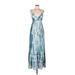 At Piece Casual Dress Plunge Sleeveless: Teal Tie-dye Dresses - New - Women's Size Medium