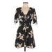 Topshop Casual Dress - A-Line V-Neck 3/4 sleeves: Black Dresses - Women's Size 6