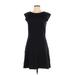 Banana Republic Casual Dress - A-Line Crew Neck Short sleeves: Black Solid Dresses - Women's Size 10