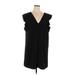 Express Casual Dress - Shift Plunge Short sleeves: Black Dresses - Women's Size X-Large