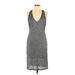 Free Press Casual Dress - Sheath Plunge Sleeveless: Silver Print Dresses - Women's Size Medium