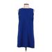 One Clothing Casual Dress - Mini High Neck Sleeveless: Blue Solid Dresses - Women's Size Large