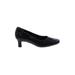 Easy Spirit Heels: Pumps Chunky Heel Work Black Print Shoes - Women's Size 7 - Almond Toe