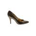 Antonio Melani Heels: Slip-on Stilleto Cocktail Brown Solid Shoes - Women's Size 7 1/2 - Almond Toe