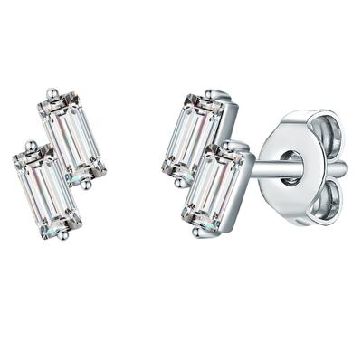 Lulu & Jane Ohrstecker Messing verziert mit Kristallen von Swarovski® in Silber 7,2 mm Damen Image