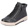 Schnürboots RIEKER SPORT, Damen, Gr. 37, schwarz, Leder, sportlich, Schuhe, Stiefelette, High Top Sneaker, Freizeitboots mit Reißverschluss