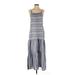 BeachLunchLounge Casual Dress - Midi Scoop Neck Sleeveless: Gray Print Dresses - Women's Size X-Small