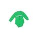 Carter's Long Sleeve Onesie: Green Solid Bottoms - Size 9 Month