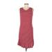 Max Studio Casual Dress - A-Line Scoop Neck Sleeveless: Red Print Dresses - Women's Size Medium