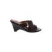 Sofft Sandals: Slip On Wedge Bohemian Brown Solid Shoes - Women's Size 9 1/2 - Open Toe