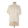 Ralph by Ralph Lauren Short Sleeve Button Down Shirt: Ivory Solid Tops - Women's Size 10
