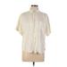 Ralph by Ralph Lauren Short Sleeve Button Down Shirt: Ivory Tops - Women's Size 10