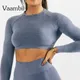 Seamless Workout Gym Training Shirts Long Sleeve Sports T-shirts Women Athletic Crop Sport Shirt