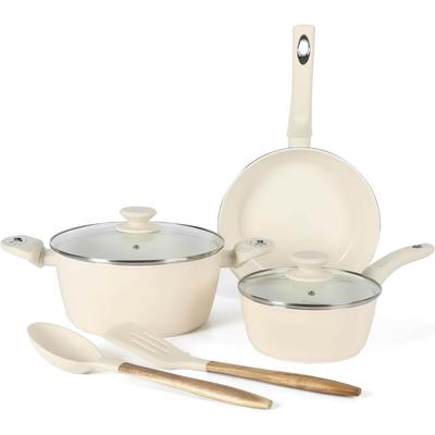 7 Piece Forged Aluminum Cookware Set in Linen