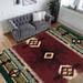 Modern Contemporary Southwestern/American Style Area Rug in Burgundy/Beige/Green