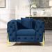 Modern Velvet Armchair, Button-Tufted Single Sofa Waffle Accent Chair Upholstered Lounge Chairs for Living Room Chair Sofa