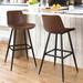 LUE BONA Metal Frame Bar Stools Counter Height Stools with Faux Leather Seat (Set of 2)