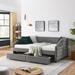 Upholstered Tufted Full Sofa Bed Frame with 2 Drawers Daybed, Grey