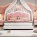 Full or Twin Size Upholstered PU Princess Bed With Crown Headboard, Wooden Platform Bed Frame Princess Kids Bed