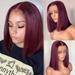 99J Burgundy Short Bob Wig 13X4 Lace Front Wigs for Women Brazilian Human Hair Red Highlighted Colored Lace Frontal Wig 12inch