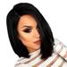 CAKVIICA Wig Fashion Women Brazilian Short Straight Bobo Wig Front Hair Side-parted Wigs Black