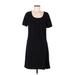 Ann Taylor LOFT Casual Dress Scoop Neck Short sleeves: Black Print Dresses - Women's Size Medium