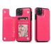 Suitable For IPhone14 Pro Mobile Phone Leather Case Crazy Horse Pattern Skin Card Protective Case Hotpink