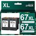 67XL Black Ink Cartridge Replacement for HP Ink 67 67XL Compatible with Envy 6000 6055e 6400e 6455e 6458e DeskJet 2755e