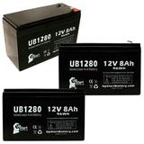 3x Pack - Compatible APC BACK-UPS 1500 XS1500 Battery - Replacement UB1280 Universal Sealed Lead Acid Battery (12V 8Ah 8000mAh F1 Terminal AGM SLA) - Includes 6 F1 to F2 Terminal Adapters