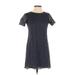 Ann Taylor Casual Dress - Shift: Blue Jacquard Dresses - Women's Size 00 Petite