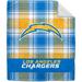 Pegasus Los Angeles Chargers 50" x 60" Plaid Flannel Sherpa Plush Blanket