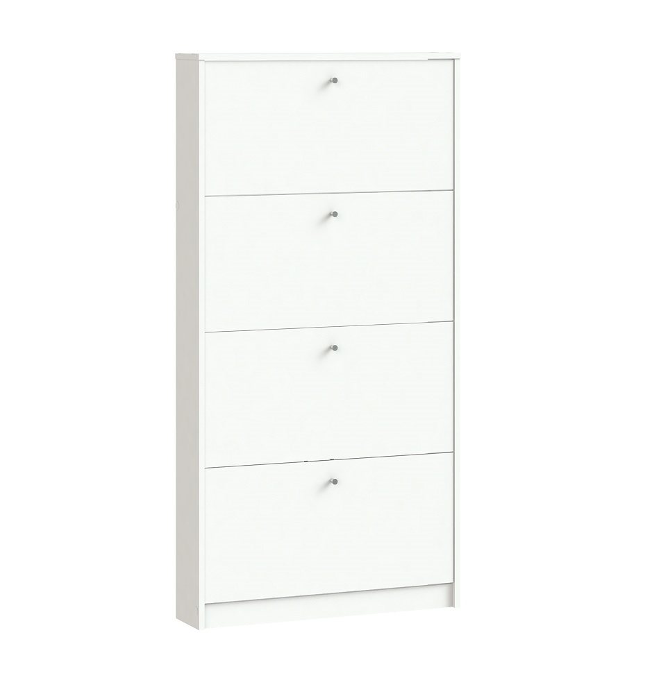 Escape Schuhschrank mit 4 Klappen Breite 75 cm, Höhe 148 cm weiss. Image