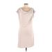 Max Azria Casual Dress - Sheath Cowl Neck Short sleeves: Pink Solid Dresses - Women's Size Large