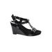 A2 by Aerosoles Wedges: Black Print Shoes - Women's Size 9 1/2 - Open Toe