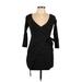 Fashion Nova Casual Dress - Mini V Neck 3/4 sleeves: Black Dresses - Women's Size Large