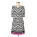 Eliza J Casual Dress - Shift Scoop Neck Short sleeves: Gray Aztec or Tribal Print Dresses - Women's Size 8