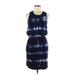 Sundry Casual Dress - Sheath Scoop Neck Sleeveless: Blue Tie-dye Dresses - Women's Size Small