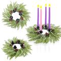 Unittype Set of 5 Christmas Advent Wreath with Candles Advent Candle Holder Wreath Decor Christmas Advent Candles for Home Church School Advent Fireplace Christmas Centerpiece Table Decor (Stylish)