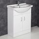 ESSENTIALS 650mm Bathroom Vanity Unit & Basin Sink Gloss White Tap + Waste