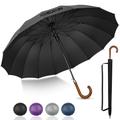 ZOMAKE Stick Umbrella - 55 inch Windproof Strong Golf umbrella,16 Ribs Large Black Walking Umbrella,Classic Umbrella with Wooden Handle,Big Automatic umbrellas for Men Women Family(Black)