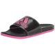 adidas womens Adilette Comfort Slides Slide Sandals, Black/Lucid Fuchsia/Gold Metallic, 7