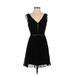 Miami Cocktail Dress - Mini V-Neck Sleeveless: Black Solid Dresses - Women's Size Small